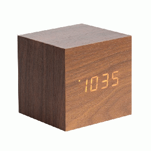 Karlsson - Mini Cube wekker bruin