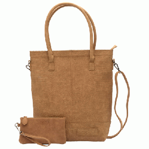 Zebra Trends - Zebra Natural Shopper Croco met rits Camel