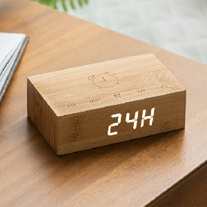 Gingko - Flip Click Clock Natural Bamboo