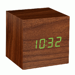 Gingko - Cube Click Clock Walnoot