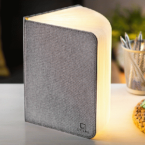 Gingko Large Smart Book Light Linen Fabric Urban Grey