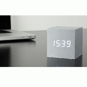 Gingko - Cube Click Clock Aluminium