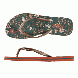 XQ Footwear - Flip Flops Teenslippers Dames bloemen groenblauw- maat 38