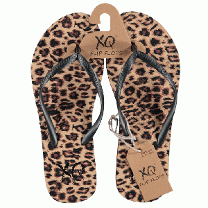 XQ Footwear - Flip Flops Teenslippers Dames panter bruin/zwart - maat 39