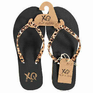 XQ Footwear - Flip Flops Teenslippers Dames leopard zwart - maat 39