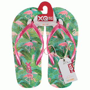 XQ Footwear - Flip Flops Teenslippers Girls flamingo groen/roze - maat 29/30