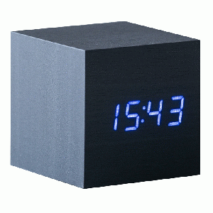 Gingko - Cube Click Clock Black/Blue Led