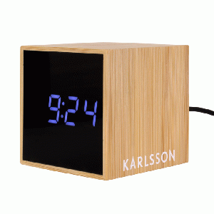 Karlsson - Mini Cube wekker bamboo