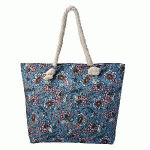 Juleeze - Strandtas Bloemen blauw