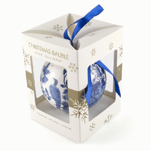 Kerstbal Delfts Blauw in cadeaudoosje