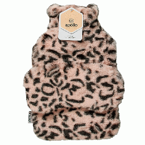 Warmwaterkruik met slaapmasker Leopard roze