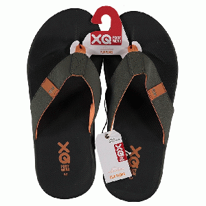 XQ Footwear - Flip Flops Teenslippers Heren met kussenzool black/green- maat 41