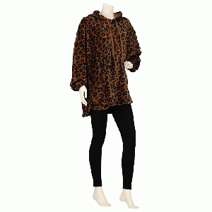 Huggle Hoodie dames Leopard bruin - one size