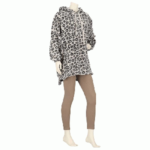 Huggle Hoodie dames Leopard grijs - one size