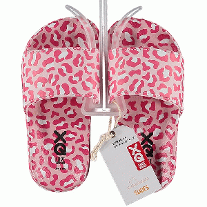 XQ Footwear - Slides Badslippers Girls panterprint roze - maat 29/30