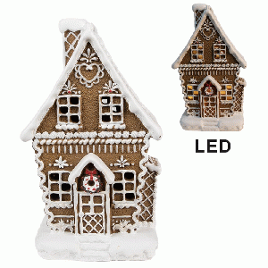 Peperkoekhuisje met LED-verlichting bruin/wit