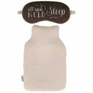 Warmwaterkruik met slaapmasker Teddy beige