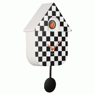 Modern Cuckoo wandklok - Checker zwart