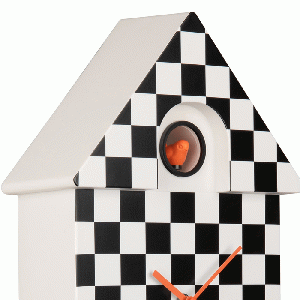 Modern Cuckoo wandklok - Checker zwart