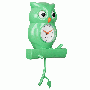 Wandklok Owl Pendulum groen