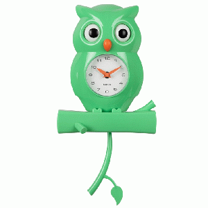 Wandklok Owl Pendulum groen