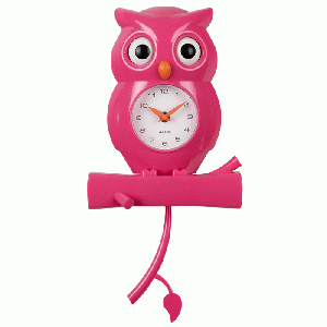 Wandklok Owl Pendulum roze